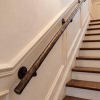 Hand Forged Steel Handrail | Modern Wall Mounted Stair Handrail | Artisan Textured Metal Handrail | Custom Indoor & Outdoor Stair Railing