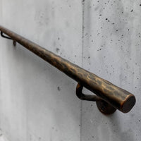 Hand Forged Steel Handrail | Modern Wall Mounted Stair Handrail | Artisan Textured Metal Handrail | Custom Indoor & Outdoor Stair Railing