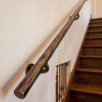 Hand Forged Steel Handrail | Modern Wall Mounted Stair Handrail | Artisan Textured Metal Handrail | Custom Indoor & Outdoor Stair Railing