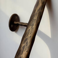 Hand Forged Steel Handrail | Modern Wall Mounted Stair Handrail | Artisan Textured Metal Handrail | Custom Indoor & Outdoor Stair Railing