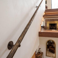 Hand Forged Steel Handrail | Modern Wall Mounted Stair Handrail | Artisan Textured Metal Handrail | Custom Indoor & Outdoor Stair Railing