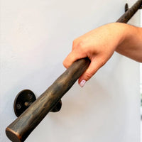 Hand Forged Steel Handrail | Modern Wall Mounted Stair Handrail | Artisan Textured Metal Handrail | Custom Indoor & Outdoor Stair Railing