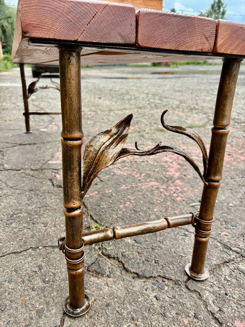 Hand Forged Wrought Iron Bench Legs: Bamboo Style, Rustic Frame