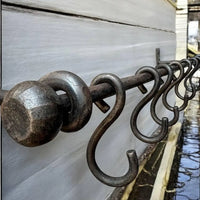 Hand-Forged Kitchen Rack — Rustic Iron Wall Organizer with Hooks