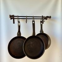 Hand Forged Iron Kitchen Shelf ,Double Bar Wall Mounted Pot and Cup Holder,Black Metal Organizer in Industrial Loft Style