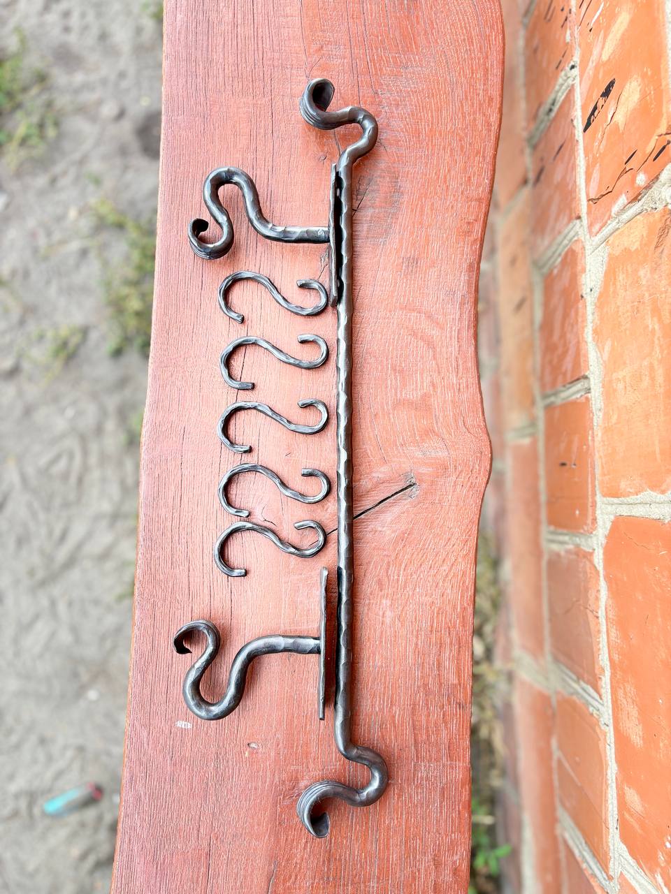 Wrought iron rack for cast iron pots and pans, premium handmade wall organizer for pots