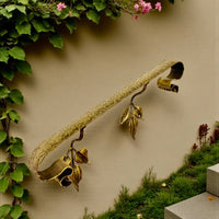 Outdoor Forged Metal Handrail — Hand-Forged Wall Railing for Porch,Entryway & Terrace,Bronze, Gold or Silver Patina,Weatherproof Artistic Stair Rail