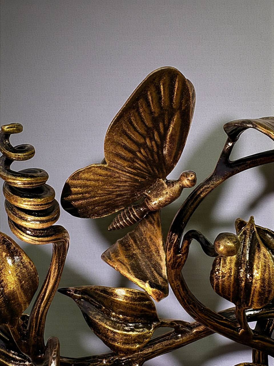 Christmas Gift ,Hand-Forged Butterfly Wall Art,Unique Metal Branch Hook Rack,Nature Inspired Sculpture,Holiday Gift for Mom,Home Decor