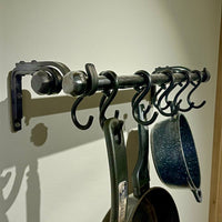 Forged Wall-Mounted Kitchen Rail in Amish & Farmhouse Style,Rustic Double Iron Pipe Ø22 mm,Hand-Forged Country Kitchen Decor