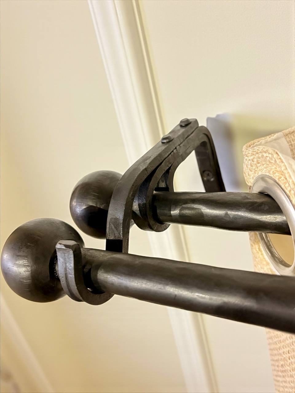 Hand forged curtain rod, home decor and rustic window treatments, farmhouse shower curtain rod, single or double curtain rod,custom length.