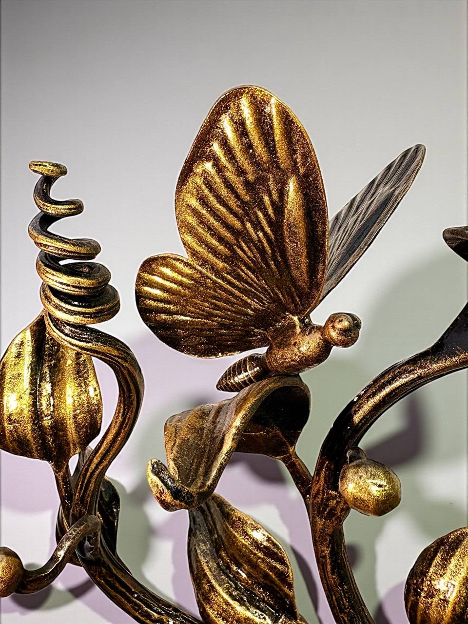 Christmas Gift ,Hand-Forged Butterfly Wall Art,Unique Metal Branch Hook Rack,Nature Inspired Sculpture,Holiday Gift for Mom,Home Decor