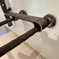 Hand Forged Iron Kitchen Shelf ,Double Bar Wall Mounted Pot and Cup Holder,Black Metal Organizer in Industrial Loft Style