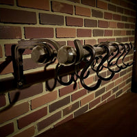 Forged Wall-Mounted Kitchen Rail in Amish & Farmhouse Style,Rustic Double Iron Pipe Ø22 mm,Hand-Forged Country Kitchen Decor