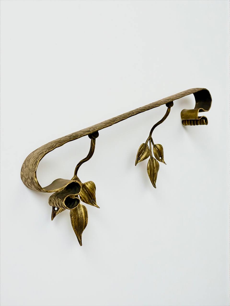 Outdoor Forged Metal Handrail — Hand-Forged Wall Railing for Porch,Entryway & Terrace,Bronze, Gold or Silver Patina,Weatherproof Artistic Stair Rail