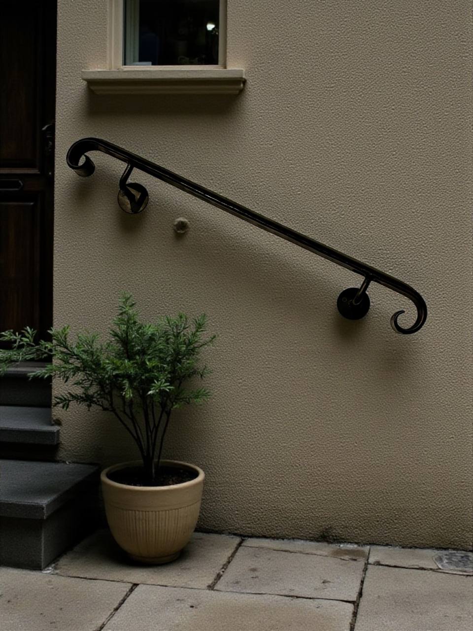 Forged Stair Handrail,Handmade Steel Wall Rail,Heavy-Duty Forged Handrail,Premium Wall-Mounted Railing,Classic Design,Custom Lengths