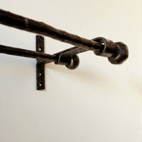 Hand Forged Iron Kitchen Shelf ,Double Bar Wall Mounted Pot and Cup Holder,Black Metal Organizer in Industrial Loft Style