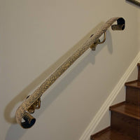 Luxury Forged Iron Stair Handrail with Swivel Brackets,Custom Length 16”–79”, 2” Wide Steel Rail,Safety Wall Railing,Indoor Outdoor,Black Bronze Gold Patina