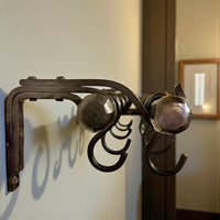 Forged Wall-Mounted Kitchen Rail in Amish & Farmhouse Style,Rustic Double Iron Pipe Ø22 mm,Hand-Forged Country Kitchen Decor