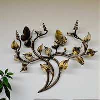 Christmas Gift ,Hand-Forged Butterfly Wall Art,Unique Metal Branch Hook Rack,Nature Inspired Sculpture,Holiday Gift for Mom,Home Decor