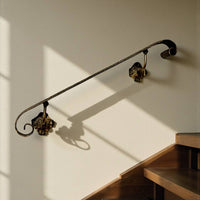 Luxury Forged Iron Stair Handrail with Swivel Brackets,Custom Length 16”–79”, 2” Wide Steel Rail,Safety Wall Railing,Indoor Outdoor,Black Bronze Gold Patina