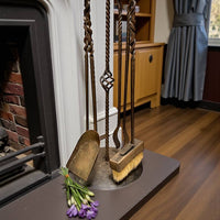Personalized Forged Fireplace Tool Set,Engraved Iron Fire Stand,Custom Family Name Gift,Hand Forged Fireplace Tools,Bronze or Black Finish