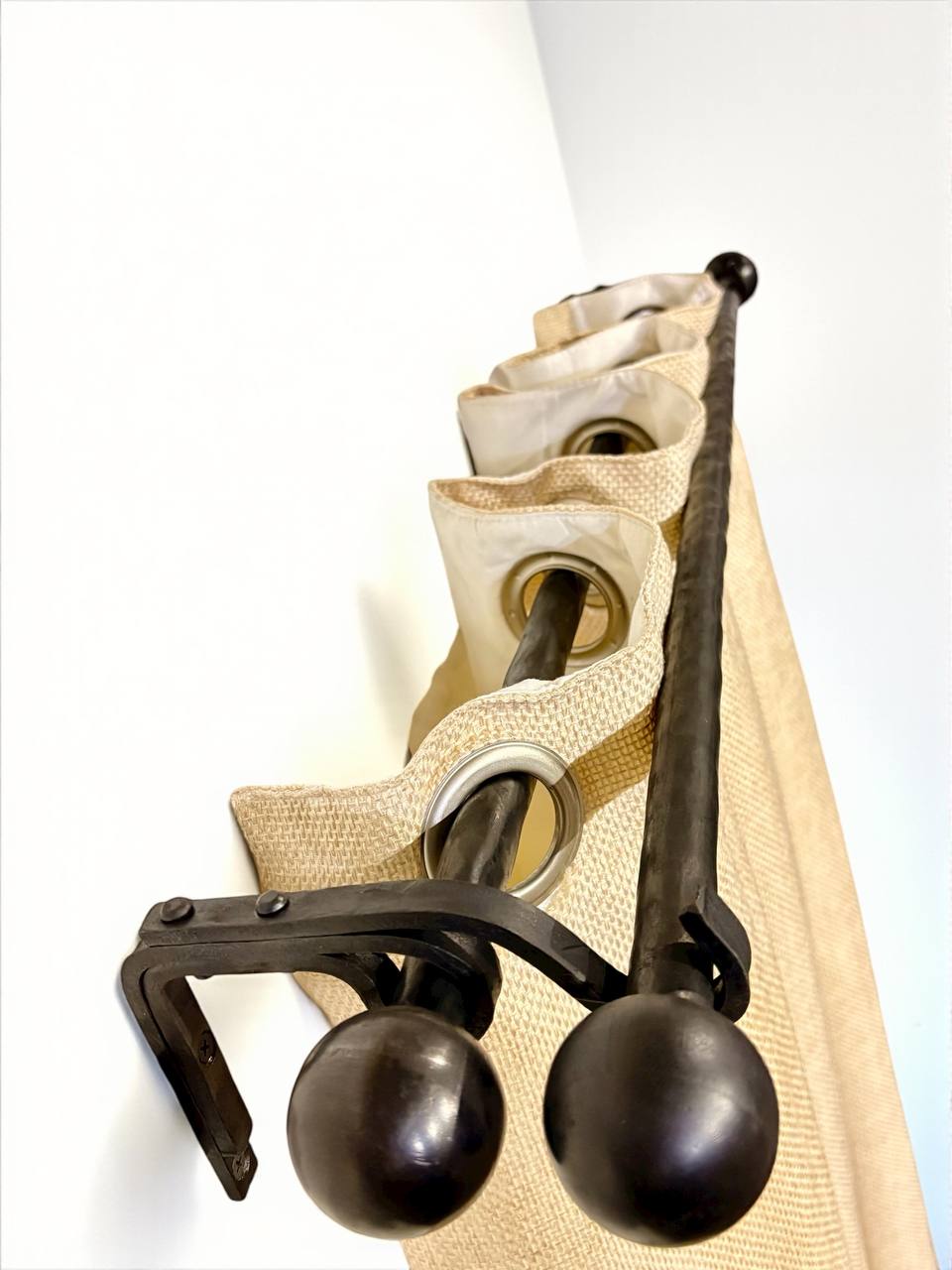 Hand forged curtain rod, home decor and rustic window treatments, farmhouse shower curtain rod, single or double curtain rod,custom length.