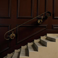 Luxury Forged Iron Stair Handrail with Swivel Brackets,Custom Length 16”–79”, 2” Wide Steel Rail,Safety Wall Railing,Indoor Outdoor,Black Bronze Gold Patina