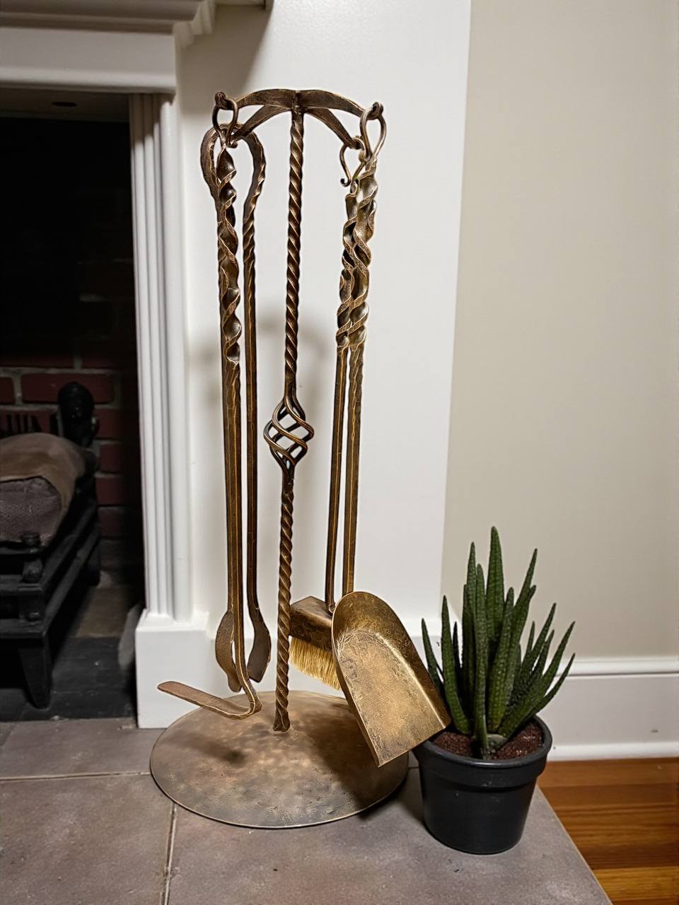 Personalized Forged Fireplace Tool Set,Engraved Iron Fire Stand,Custom Family Name Gift,Hand Forged Fireplace Tools,Bronze or Black Finish