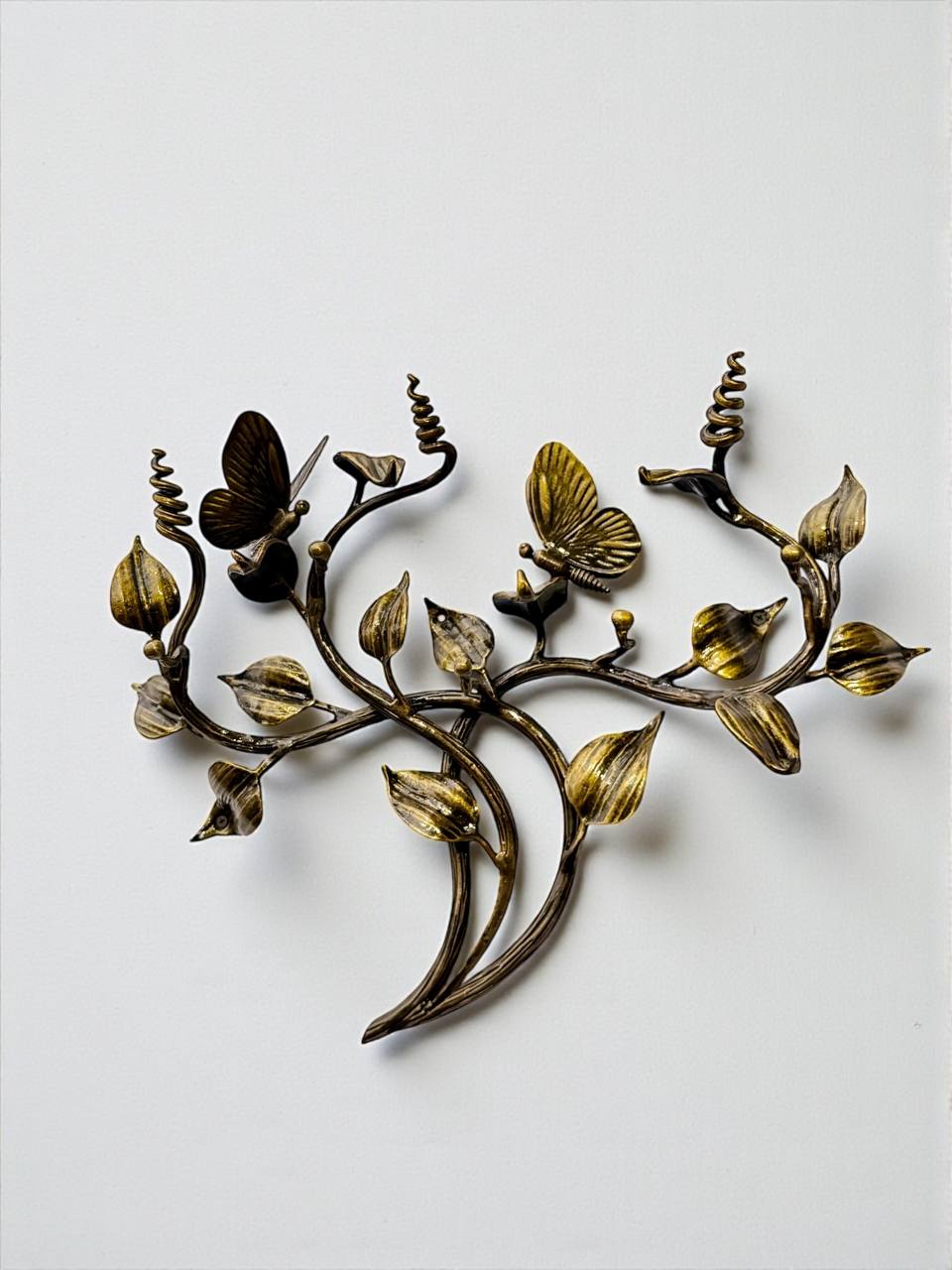 Christmas Gift ,Hand-Forged Butterfly Wall Art,Unique Metal Branch Hook Rack,Nature Inspired Sculpture,Holiday Gift for Mom,Home Decor