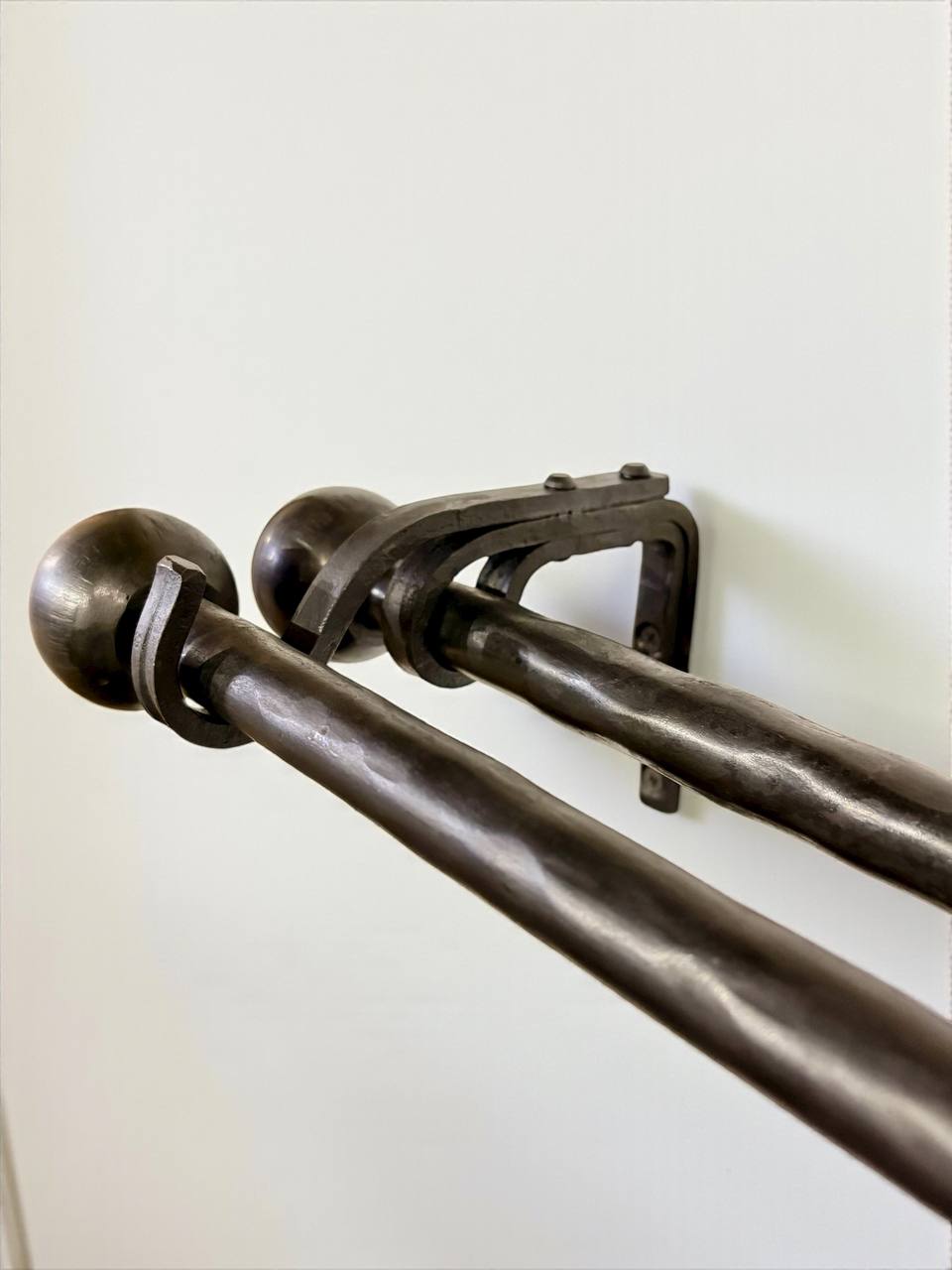 Hand forged curtain rod, home decor and rustic window treatments, farmhouse shower curtain rod, single or double curtain rod,custom length.