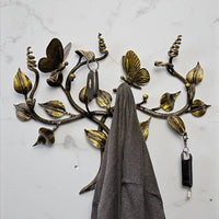 Christmas Gift ,Hand-Forged Butterfly Wall Art,Unique Metal Branch Hook Rack,Nature Inspired Sculpture,Holiday Gift for Mom,Home Decor