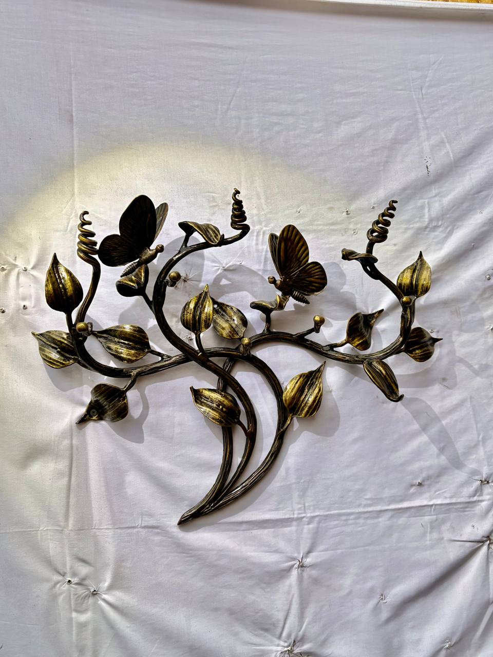 Christmas Gift ,Hand-Forged Butterfly Wall Art,Unique Metal Branch Hook Rack,Nature Inspired Sculpture,Holiday Gift for Mom,Home Decor