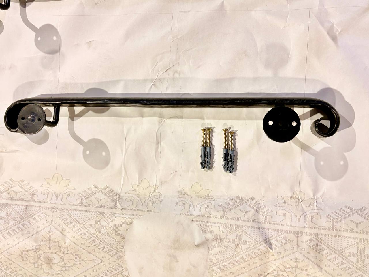 Forged Stair Handrail,Handmade Steel Wall Rail,Heavy-Duty Forged Handrail,Premium Wall-Mounted Railing,Classic Design,Custom Lengths