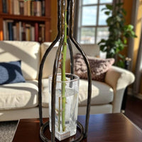 Hand Forged Metal Vase Base: Industrial Loft Floral Art Sculpture