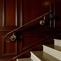 Luxury Forged Iron Stair Handrail with Swivel Brackets,Custom Length 16”–79”, 2” Wide Steel Rail,Safety Wall Railing,Indoor Outdoor,Black Bronze Gold Patina