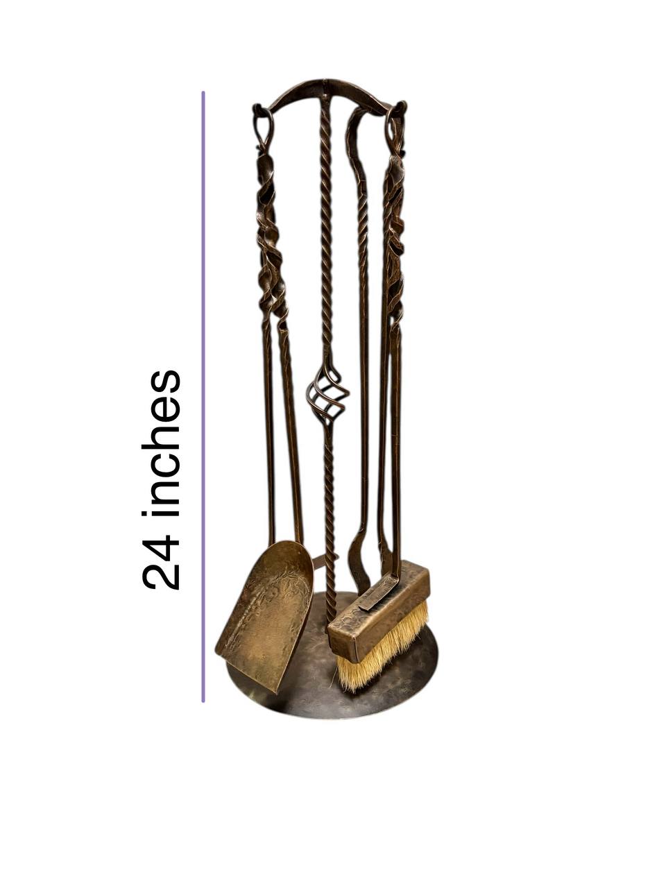 Personalized Forged Fireplace Tool Set,Engraved Iron Fire Stand,Custom Family Name Gift,Hand Forged Fireplace Tools,Bronze or Black Finish