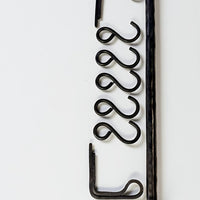Forged Iron Kitchen Rail with Hooks–Heavy Duty Wall Pot Rack,Handcrafted Steel Tube