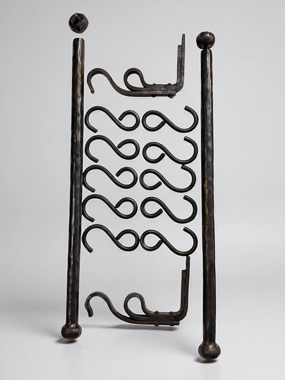 Forged Wall-Mounted Kitchen Rail in Amish & Farmhouse Style,Rustic Double Iron Pipe Ø22 mm,Hand-Forged Country Kitchen Decor