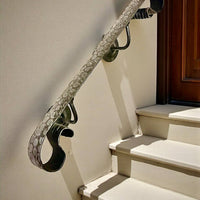 Modern loft forged handrail – minimalist steel railing for interior stairs, hammer-textured metal wall handrail made from solid 2-inch (50 mm) strap,industrial blacksmith art railing,custom size available