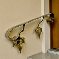 Outdoor Forged Metal Handrail — Hand-Forged Wall Railing for Porch,Entryway & Terrace,Bronze, Gold or Silver Patina,Weatherproof Artistic Stair Rail