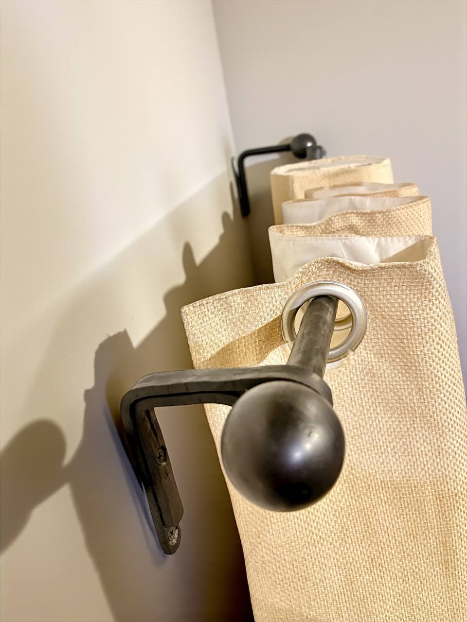 Hand forged curtain rod, home decor and rustic window treatments, farmhouse shower curtain rod, single or double curtain rod,custom length.