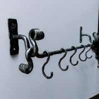 Wrought iron rack for cast iron pots and pans, premium handmade wall organizer for pots