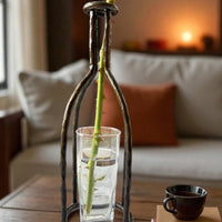 Hand Forged Metal Vase Base: Industrial Loft Floral Art Sculpture