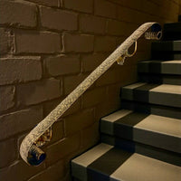 Luxury Forged Iron Stair Handrail with Swivel Brackets,Custom Length 16”–79”, 2” Wide Steel Rail,Safety Wall Railing,Indoor Outdoor,Black Bronze Gold Patina