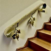 Outdoor Forged Metal Handrail — Hand-Forged Wall Railing for Porch,Entryway & Terrace,Bronze, Gold or Silver Patina,Weatherproof Artistic Stair Rail
