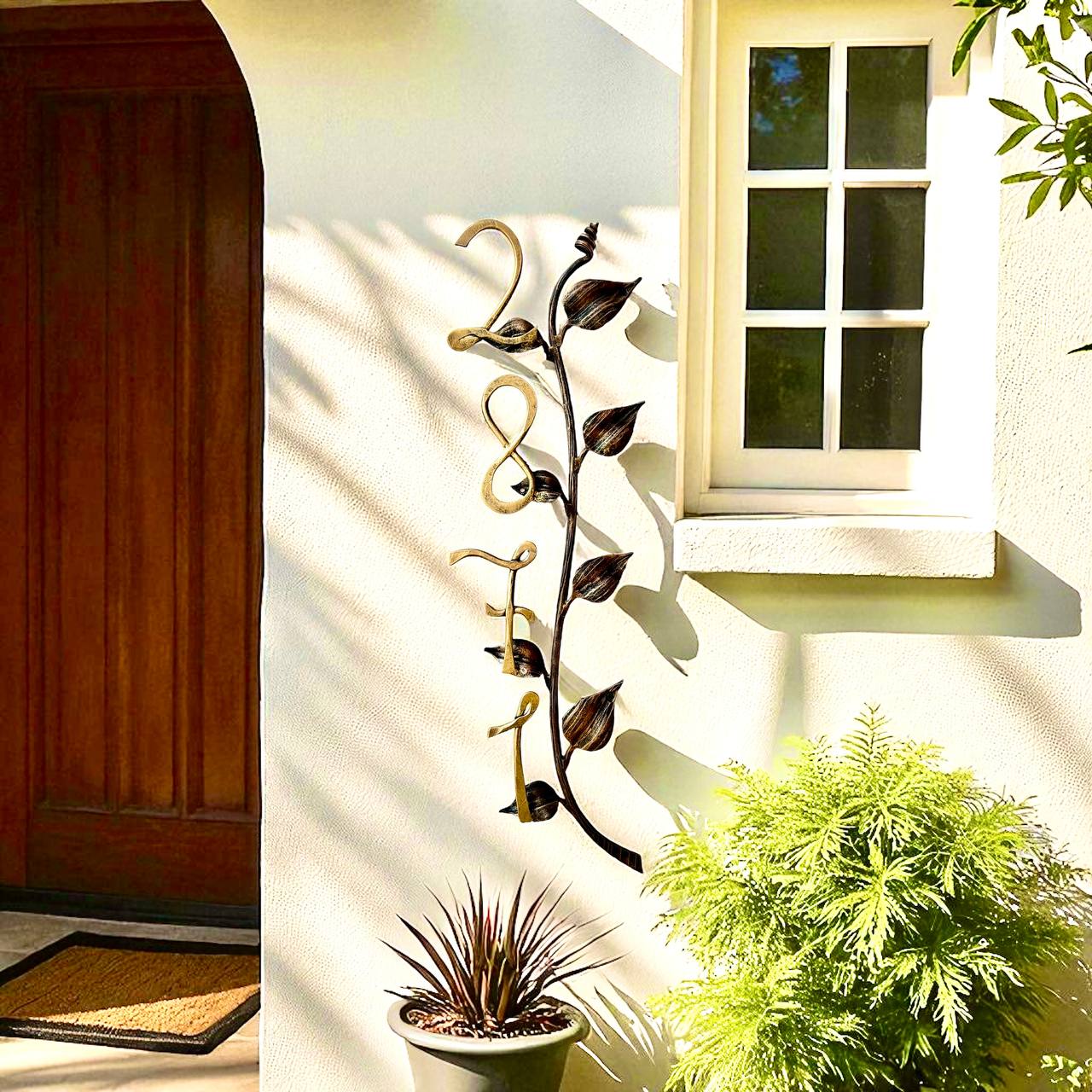 Rustic Vertical Forged Address Sign,Farmhouse Metal House Number 35–39",Iron Wall Art Plaque