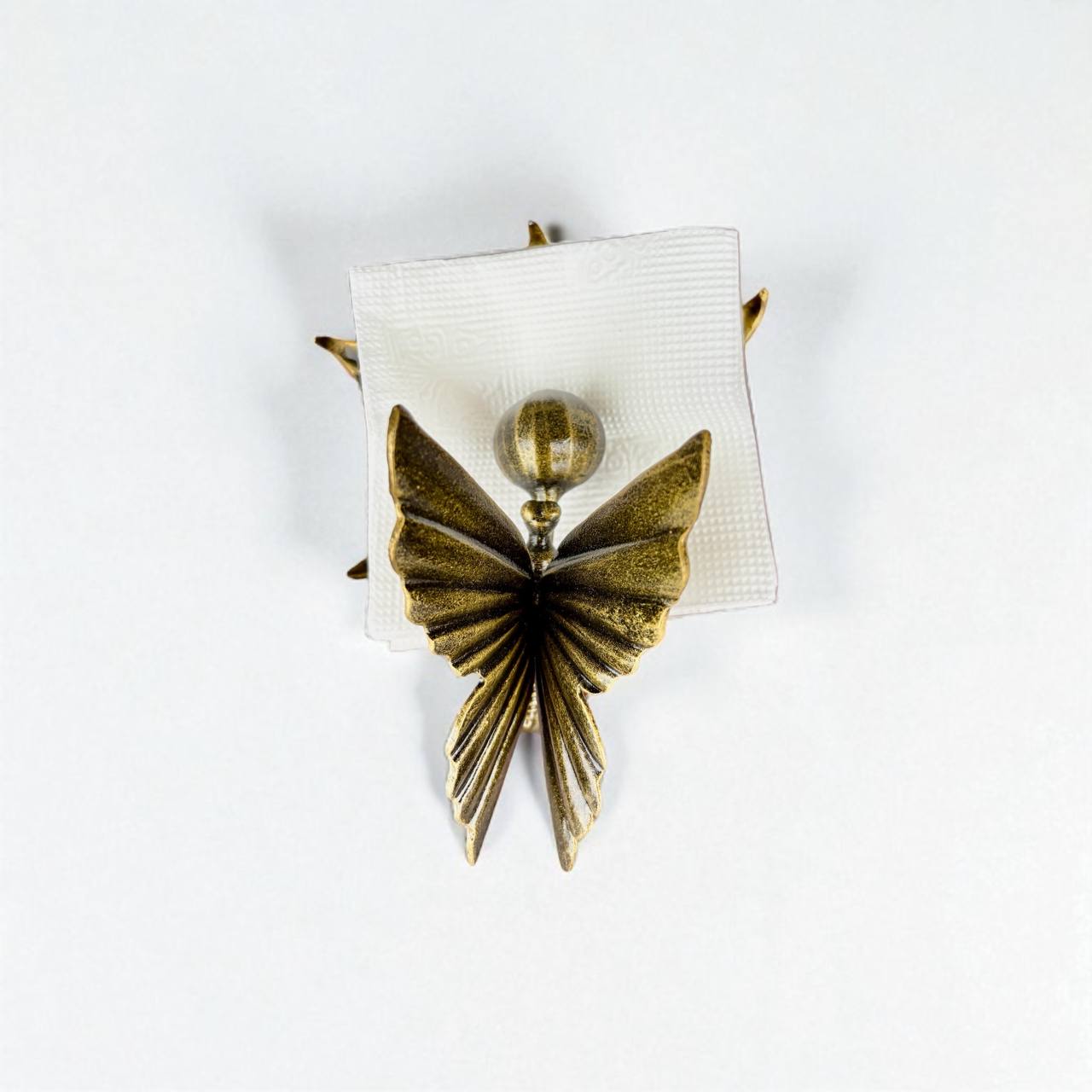 Metal Napkin Holder for Table,Decorative Flower Napkin Holder with Butterfly,Unique Handmade Tabletop Paper Napkin Holder