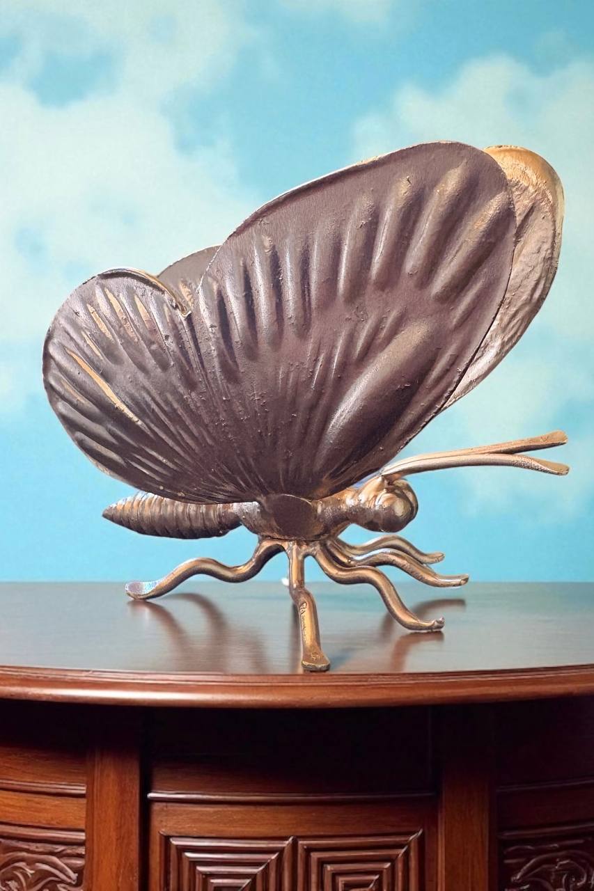 Metal Butterfly Sculpture,Hand Forged Napkin Holder,Premium Table Decor,Artistic Iron Gift for Her,Handmade Tabletop Art