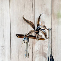 Handmade wall hook:metal holder for keys and bags,functional organizer for home,clothes,hats,unique design in the form of bamboo treehanger
