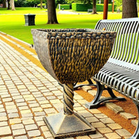 Wrought iron trash can,handmade metal trash can,modern trash can,outdoor, garden or interior decoration,outdoor trash can,gift,medieval styl